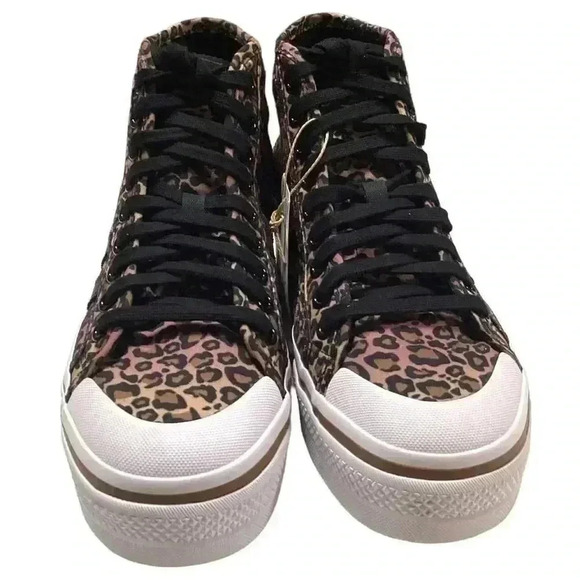 Adidas Sneakers Womens 8.5 Brown Black Nizza Plaform Mid Leopard Skater NEW - Picture 2 of 10